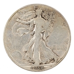 1938-D KEY DATE US SILVER WALKING LIBERTY 50C COIN