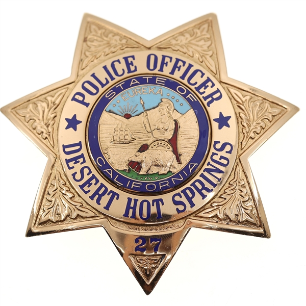 DESERT HOT SPRINGS CA OBSOLETE POLICE OFFICER BADGE