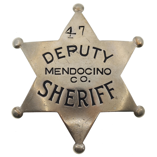 MENDOCINO COUNTY CA OBSOLETE DEPUTY SHERIFF BADGE NO 47