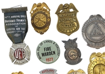 FIRE CIVIL DEFENSE & EMERGENCY OBSOLETE BADGES & BUTTON
