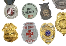 FIRE CIVIL DEFENSE & EMERGENCY OBSOLETE BADGES & BUTTON