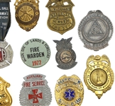FIRE CIVIL DEFENSE & EMERGENCY OBSOLETE BADGES & BUTTON