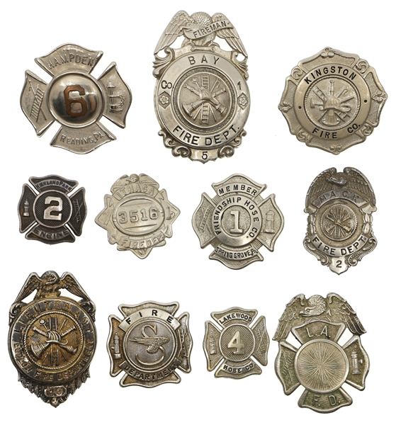 OBSOLETE FIRE DEPARTMENT BADGES 