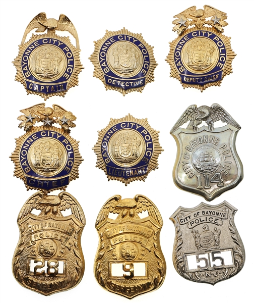 BAYONNE CITY NEW JERSEY OBSOLETE POLICE BADGES
