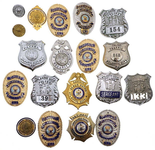 OBSOLETE ATLANTIC CITY NJ POLICE BADGES & BUTTONS