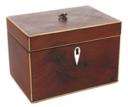WOODEN CASE METAL LINED TEA CADDY