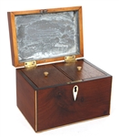 WOODEN CASE METAL LINED TEA CADDY