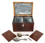 WOODEN CASE METAL LINED TEA CADDY