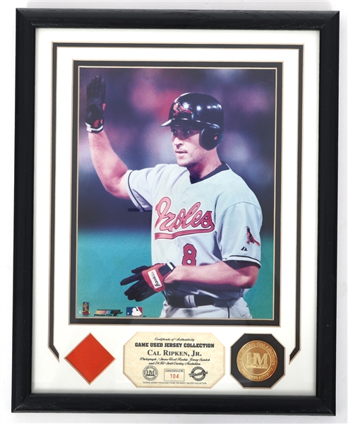BASEBALL CAL RIPKEN JR GAME-USED JERSEY & FRAMED PHOTO