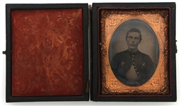 1/9 PLATE 19th C. TINTYPE PORTRAIT OF UNION SOLDIER