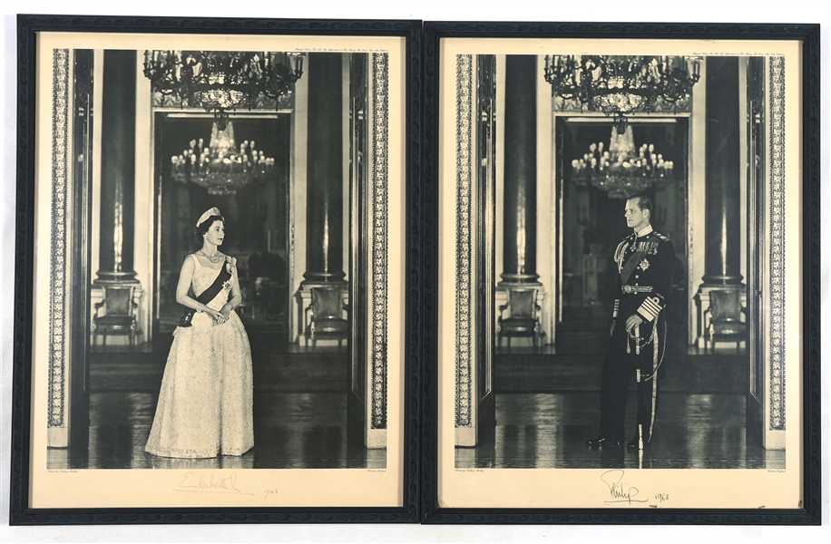 1963 QUEEN ELIZABETH II & PRINCE PHILIP SIGNED PRINTS