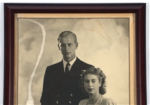 QUEEN ELIZABETH II PRINCE PHILIP ENGAGEMENT SIGNED PHOTO