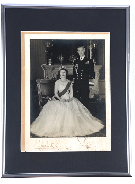 1956 QUEEN ELIZABETH II & PRINCE PHILIP SIGNED PHOTO