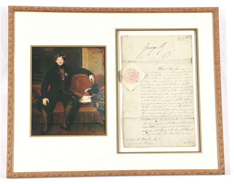 1820-1830 GEORGE IV SIGNED ROYAL DECREE & PRINT