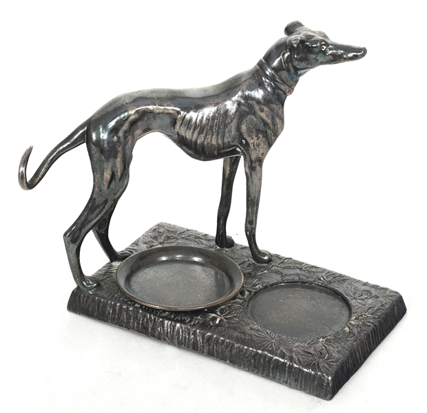KRONHEIMER & OLDENBUSCH SILVERPLATED WHIPPET ASHTRAY