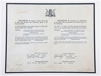 1957 QUEEN ELIZABETH II SOUTH AFRICA SIGNED DOCUMENT