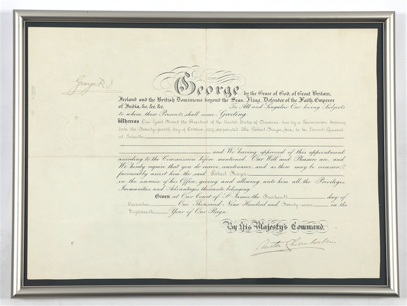 1927 KING GEORGE V SIGNED ROYAL DOCUMENT