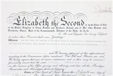 1961 QUEEN ELIZABETH II SIGNED ROYAL DOCUMENT