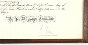 1961 QUEEN ELIZABETH II SIGNED ROYAL DOCUMENT