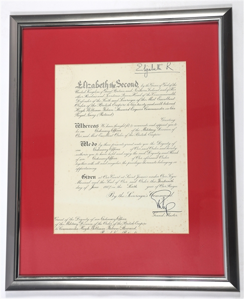 QUEEN ELIZABETH II PRINCE PHILIP SIGNED ROYAL ORDER