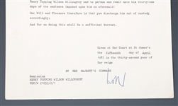1980s QUEEN ELIZABETH II SIGNED ROYAL PARDON