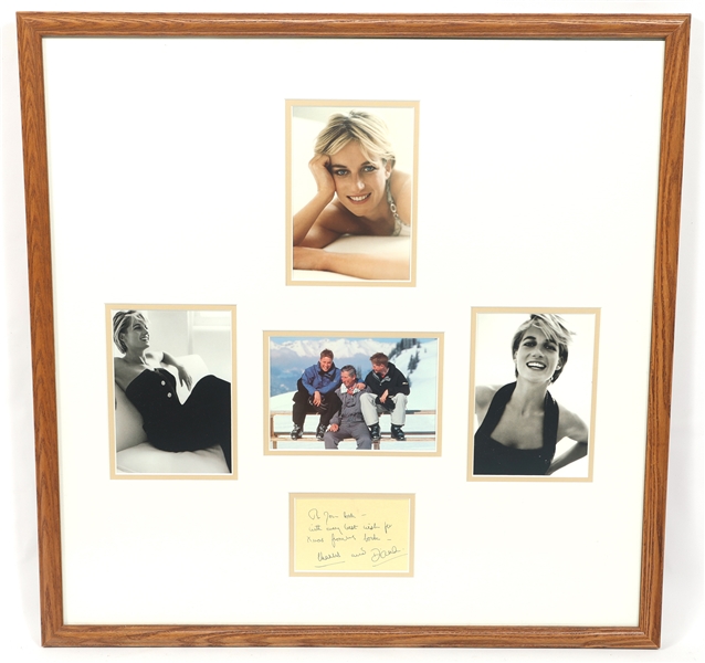 PRINCE CHARLES & DIANA SIGNED CHRISTMAS CARD & PHOTOS