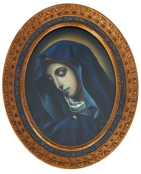 OIL ON WOOD OUR LADY OF SORROW PORTRAIT PAINTING