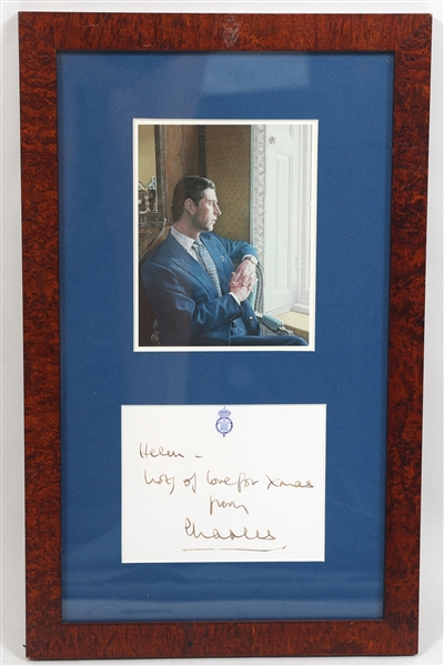 KING CHARLES III SIGNED CHRISTMAS CARD IN FRAME