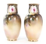 NIPPON HAND PAINTED FLORAL VASES 