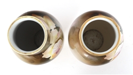 NIPPON HAND PAINTED FLORAL VASES 