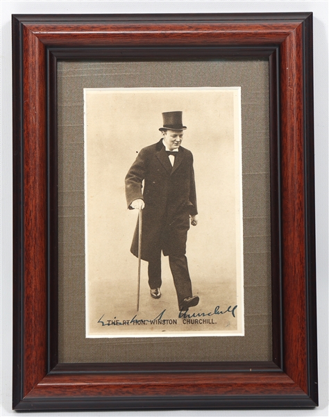 FRAMED WINSTON CHURCHILL SIGNED PHOTO