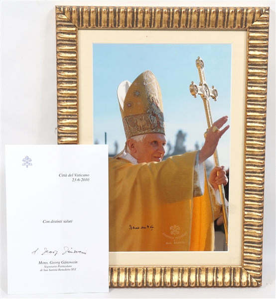 POPE BENEDICT XVI SIGNED PHOTO & GEORG GANSWEIN SIG