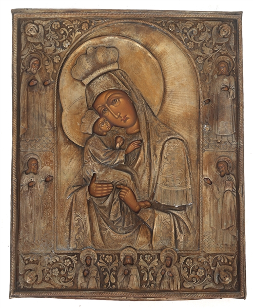 RUSSIAN ORTHODOX VLADIMIRSKAYA ICON WITH RIZA 