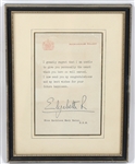HRH QUEEN ELIZABETH II BUCKINGHAM PALACE SIGNED LETTER