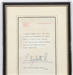 HRH QUEEN ELIZABETH II BUCKINGHAM PALACE SIGNED LETTER