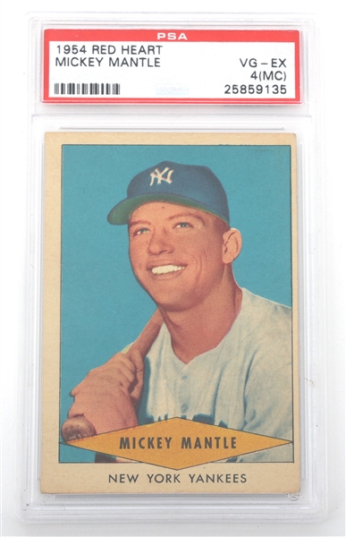 1954 RED HEART MICKEY MANTLE CARD PSA GRADED 