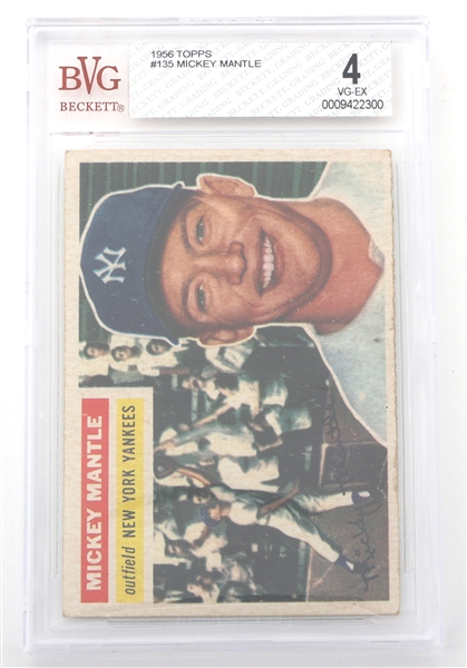 1956 TOPPS MICKEY MANTLE CARD #135 BECKETT GRADED