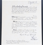 QUEEN ELIZABETH II PRINCE PHILIP SIGNED ROYAL DOCUMENT