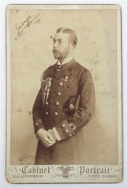 1891 KING GEORGE V SIGNED CABINET CARD PHOTO