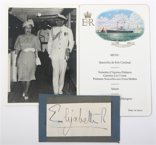 QUEEN ELIZABETH II HMY BRITANNIA PHOTO MENU & SIGNATURE