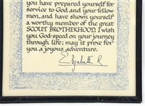 QUEEN ELIZABETH II QUEEN'S SCOUT SIGNED DOCUMENT