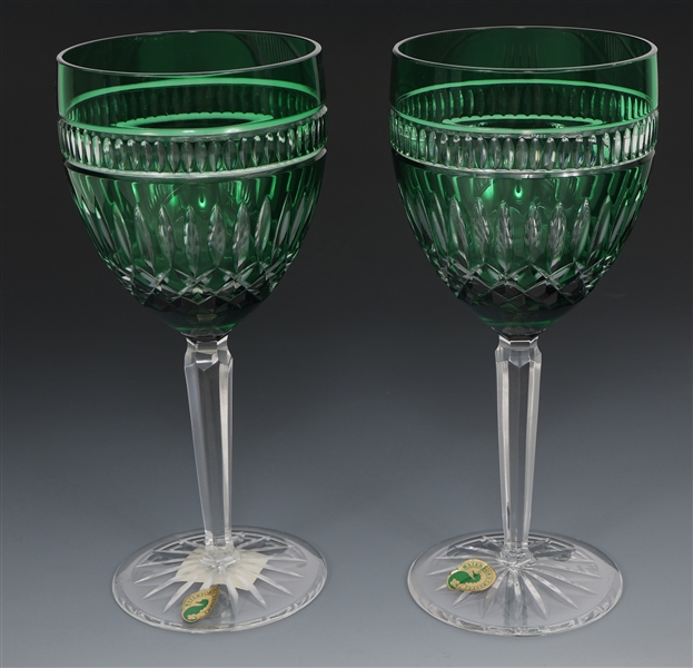 WATERFORD CRYSTAL LANGUAGE OF JEWELS EMERALD GOBLETS