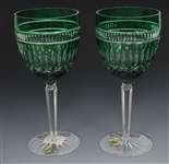 WATERFORD CRYSTAL LANGUAGE OF JEWELS EMERALD GOBLETS