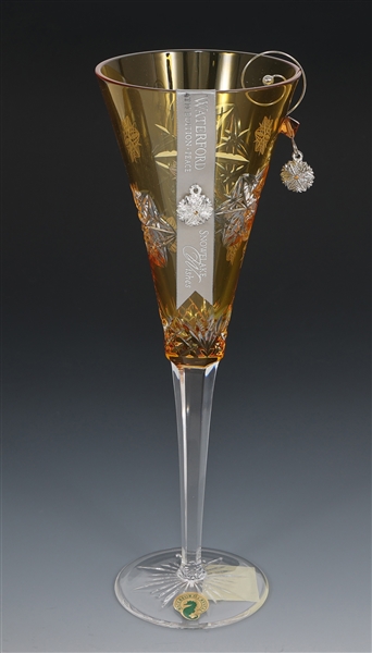 WATERFORD CRYSTAL LIMITED ED SNOWFLAKE AMBER FLUTE