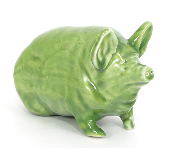 ROBERT HERON SCOTTISH WEMYSS LIME GREEN POTTERY PIG