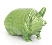 ROBERT HERON SCOTTISH WEMYSS LIME GREEN POTTERY PIG