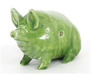 ROBERT HERON SCOTTISH WEMYSS LIME GREEN POTTERY PIG