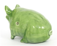 ROBERT HERON SCOTTISH WEMYSS LIME GREEN POTTERY PIG