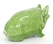 ROBERT HERON SCOTTISH WEMYSS LIME GREEN POTTERY PIG