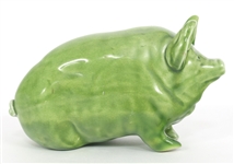 ROBERT HERON SCOTTISH WEMYSS LIME GREEN POTTERY PIG